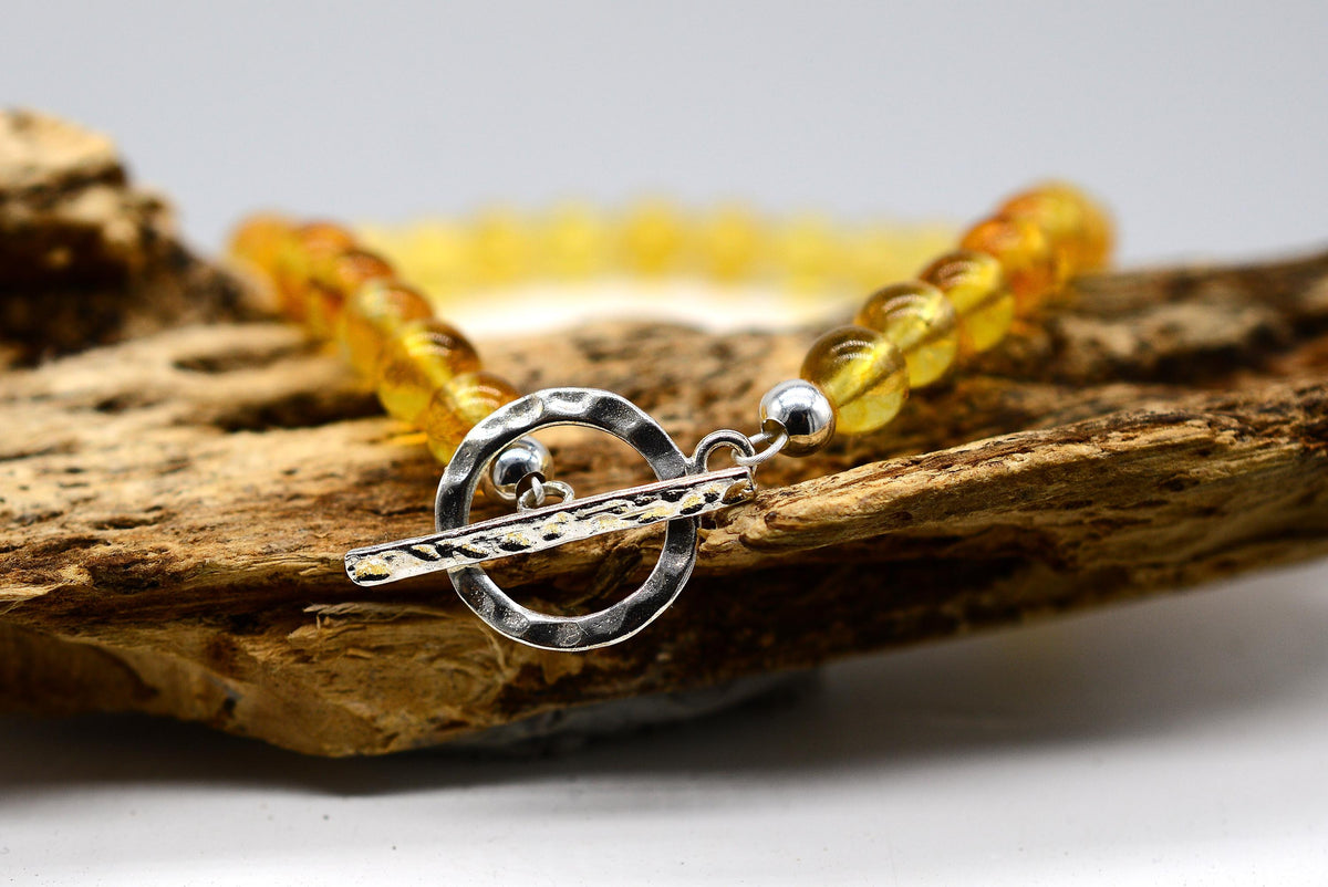 Citrine Bracelet with Handmade Silver Fastener