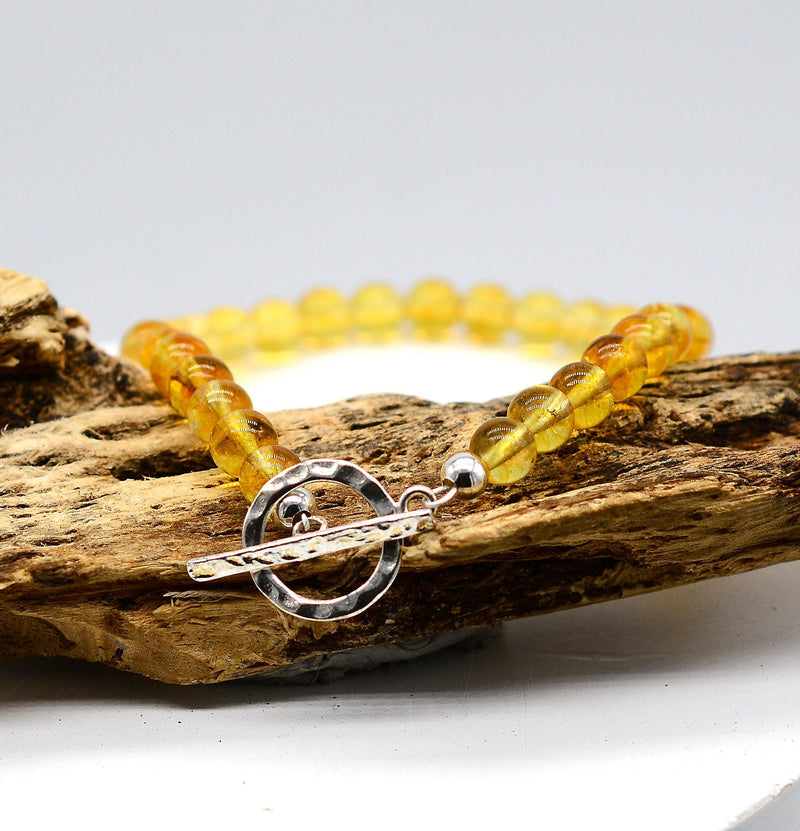 Citrine Bracelet with Handmade Silver Fastener