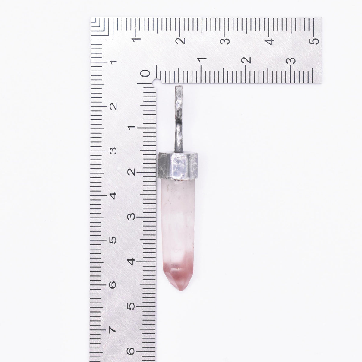 Handmade Lithium Quartz Blackened Hammered Sterling Silver Pendant
