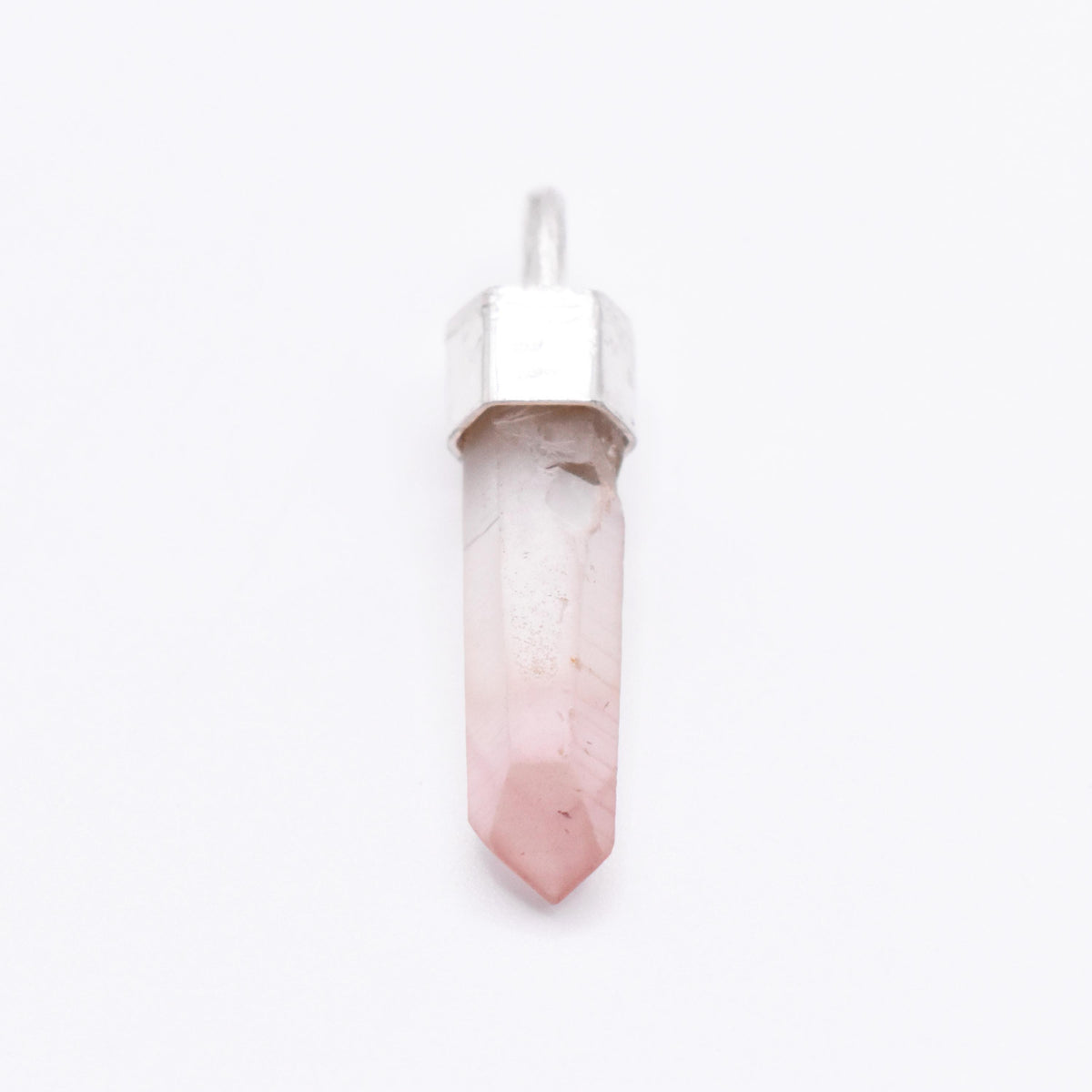 Handmade Lithium Quartz Crystal Hammered Silver Pendant