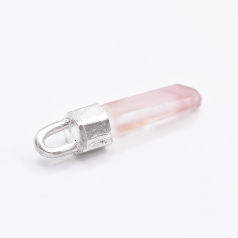 Handmade Lithium Quartz Crystal Hammered Silver Pendant