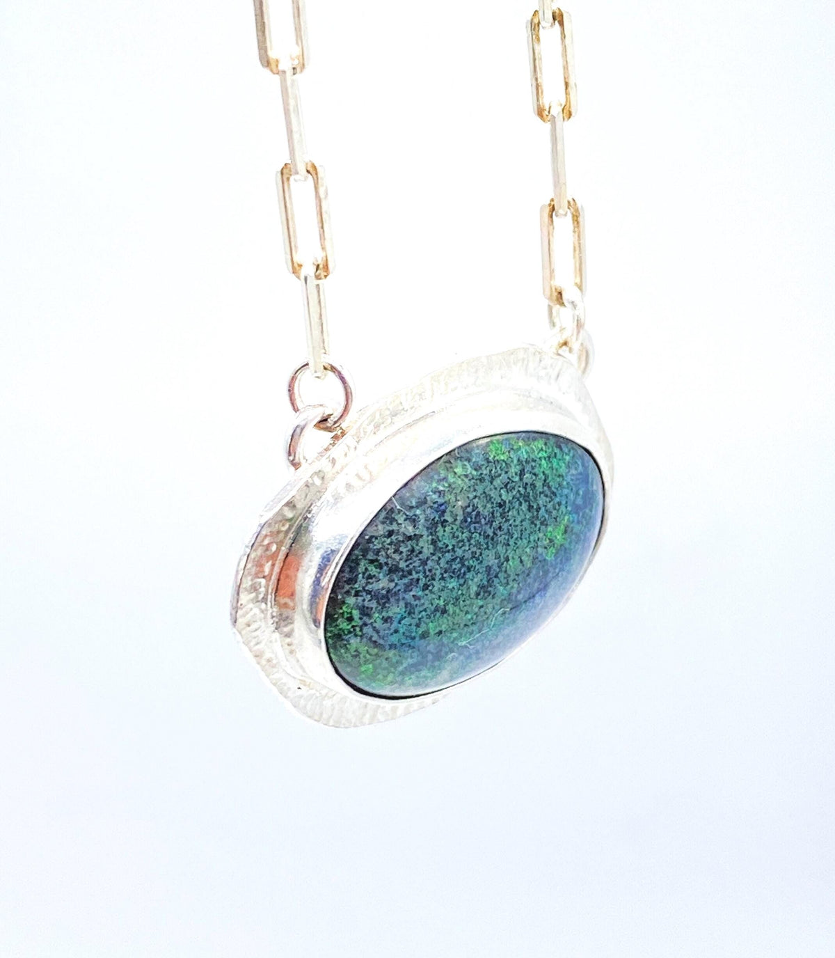 Handmade Boulder Opal Sterling Silver Necklace