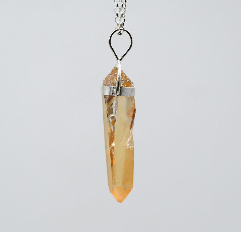 Golden Lemurian Transmitter Silver Pendant