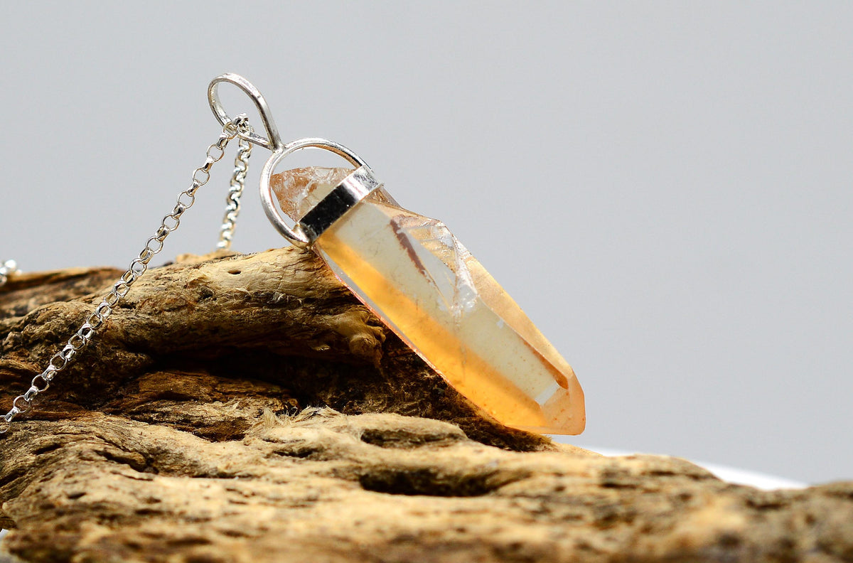 Golden Lemurian Transmitter Silver Pendant