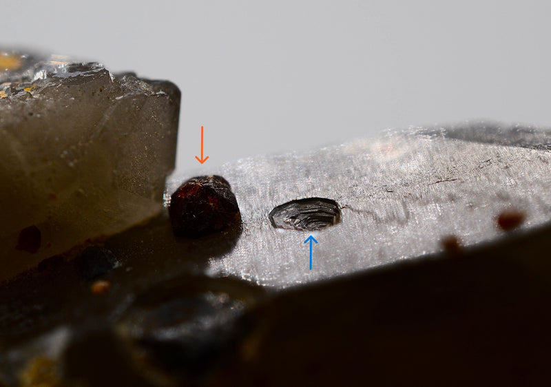 Spessartine Garnets on Self-Healed Smokey Quartz
