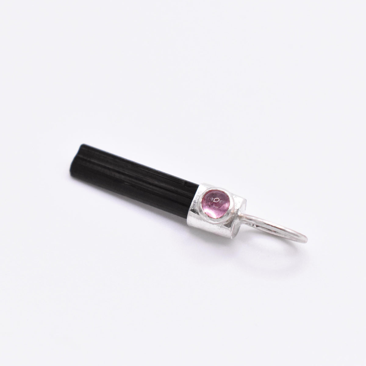 Handmade Black and Pink Tourmaline Sterling Silver Pendant