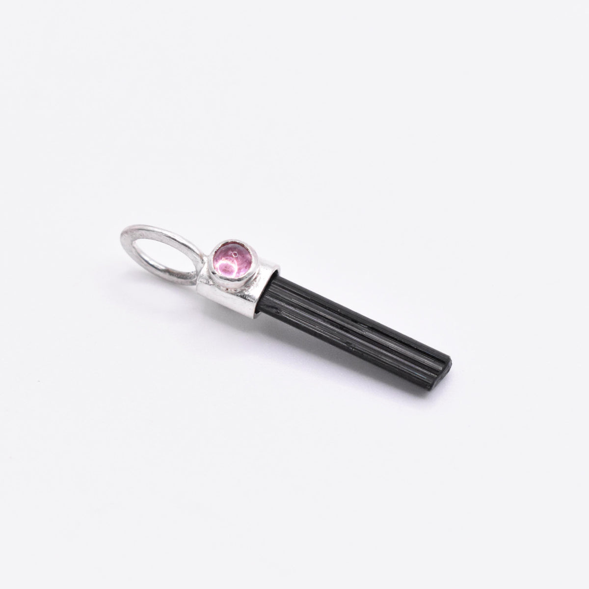 Handmade Black and Pink Tourmaline Sterling Silver Pendant