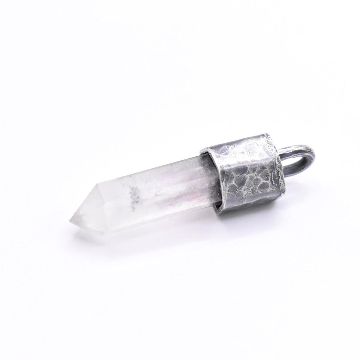 Handmade Brandberg Quartz Oxidised and Hammered Sterling Silver Pendant