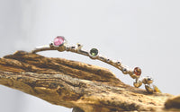 Sterling Silver Keum-Boo Bangle - Pink Tourmaline, Green Sapphire, Orange Sapphire