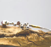 Sterling Silver Keum-Boo Bangle - Pink Tourmaline, Green Sapphire, Orange Sapphire