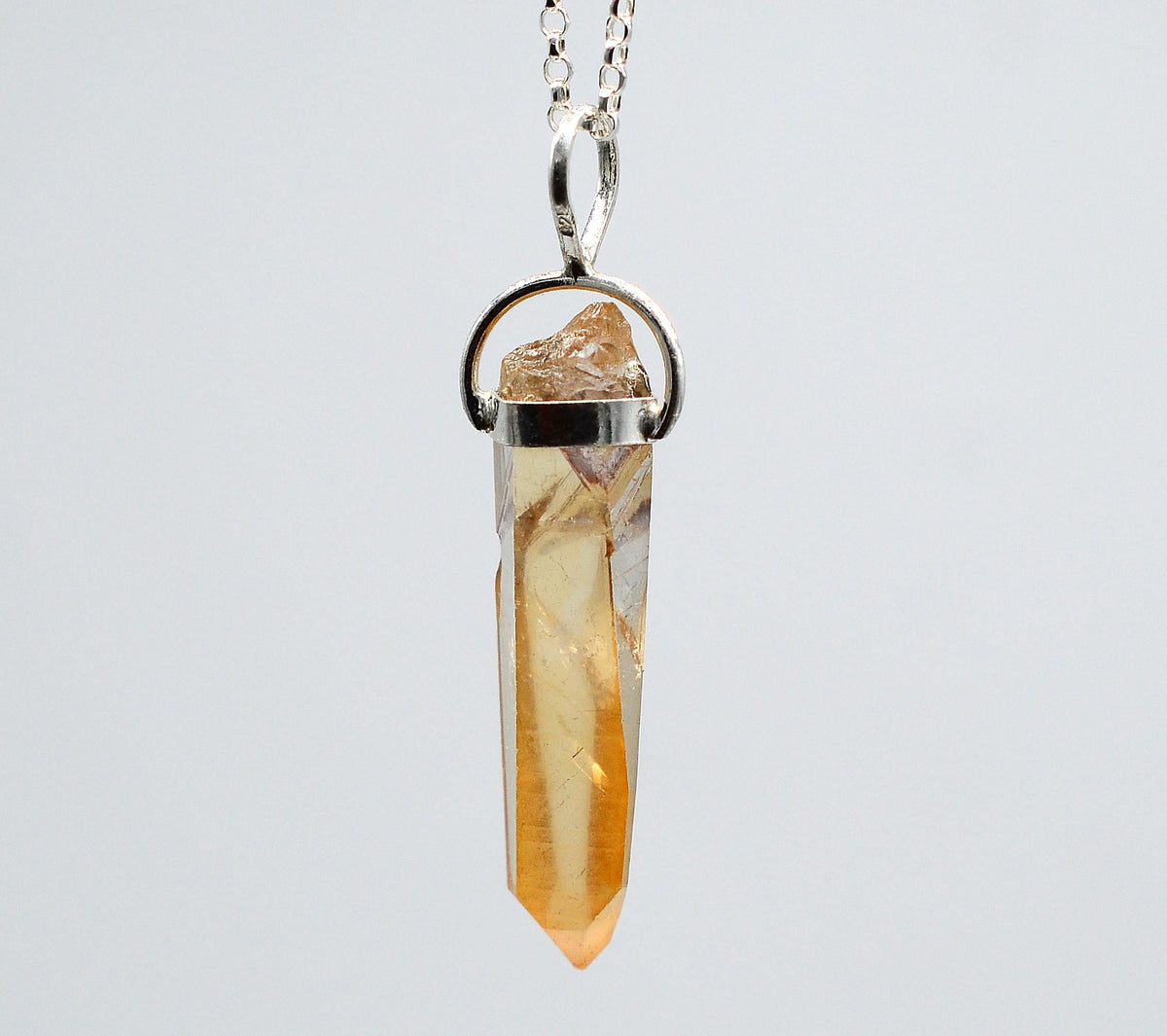 Golden Lemurian Transmitter Silver Pendant