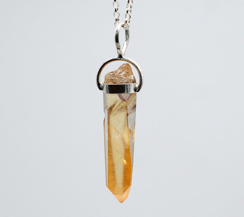 Golden Lemurian Transmitter Silver Pendant