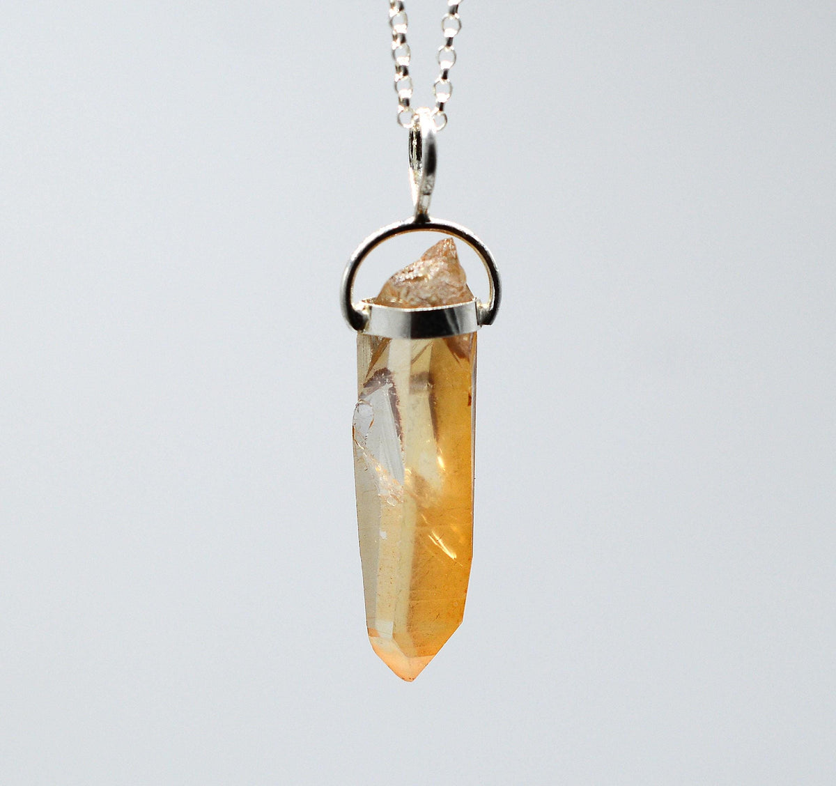 Golden Lemurian Transmitter Silver Pendant
