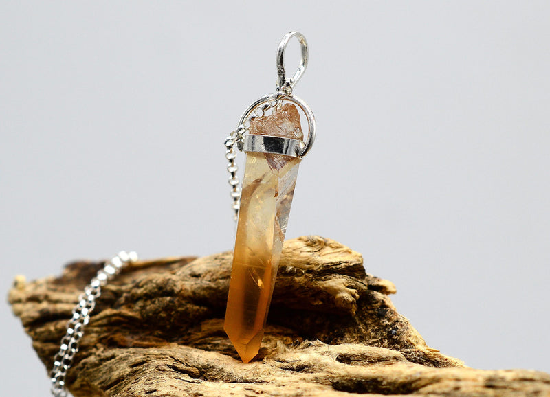 Golden Lemurian Transmitter Silver Pendant