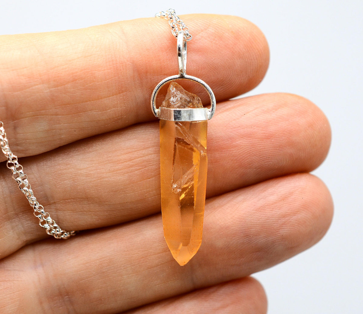 Golden Lemurian Transmitter Silver Pendant