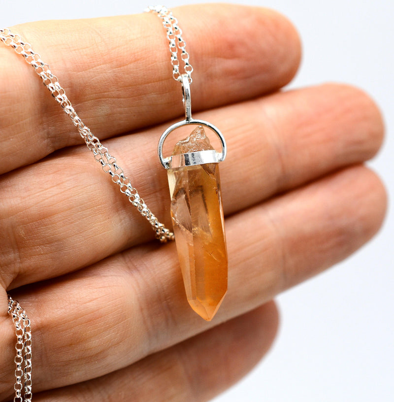 Golden Lemurian Transmitter Silver Pendant