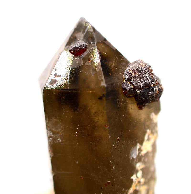 Spessartine Garnets on & IN Smoky Generator Quartz