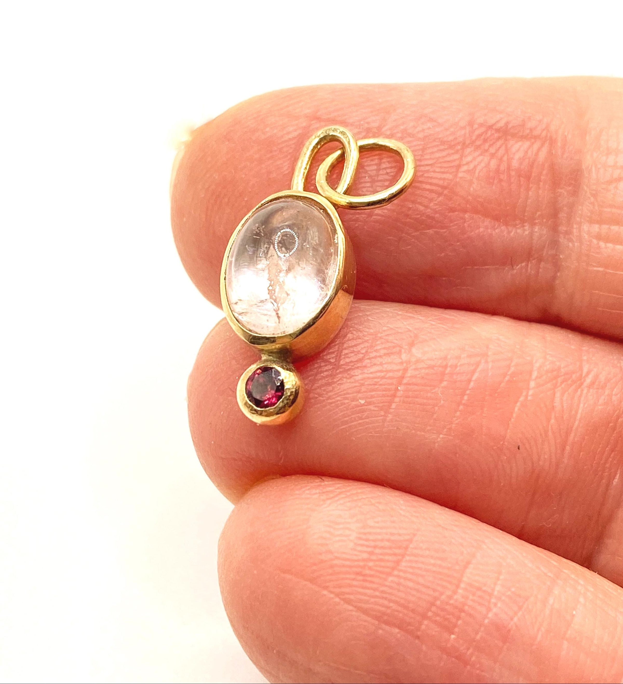 Morganite and Garnet Gold and Silver Pendant