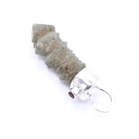 Handmade Mongolian Green Sceptre Generator Quartz & Ruby Silver Pendant