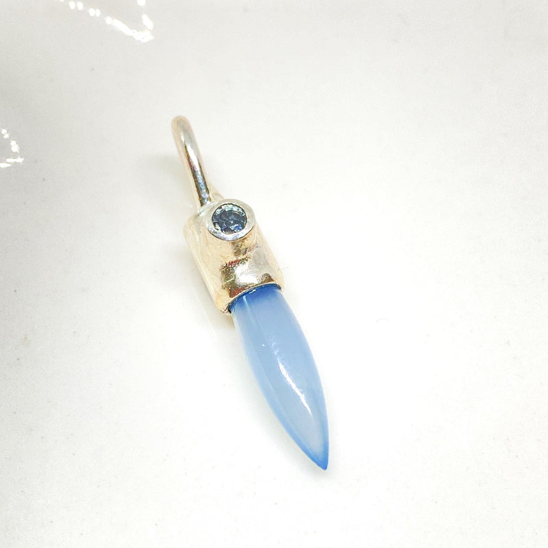 Handmade Blue Chalcedony and Sapphire Silver Pendant