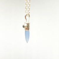 Handmade Blue Chalcedony and Sapphire Silver Pendant