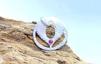 Ruby Lotus Pendant Handmade in Sterling Silver