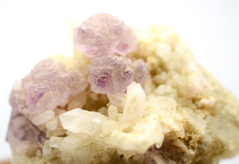 Purple Fluorite Crystals on Quartz Cluster