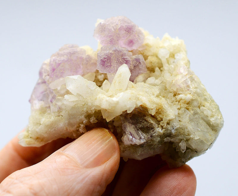 Purple Fluorite Crystals on Quartz Cluster
