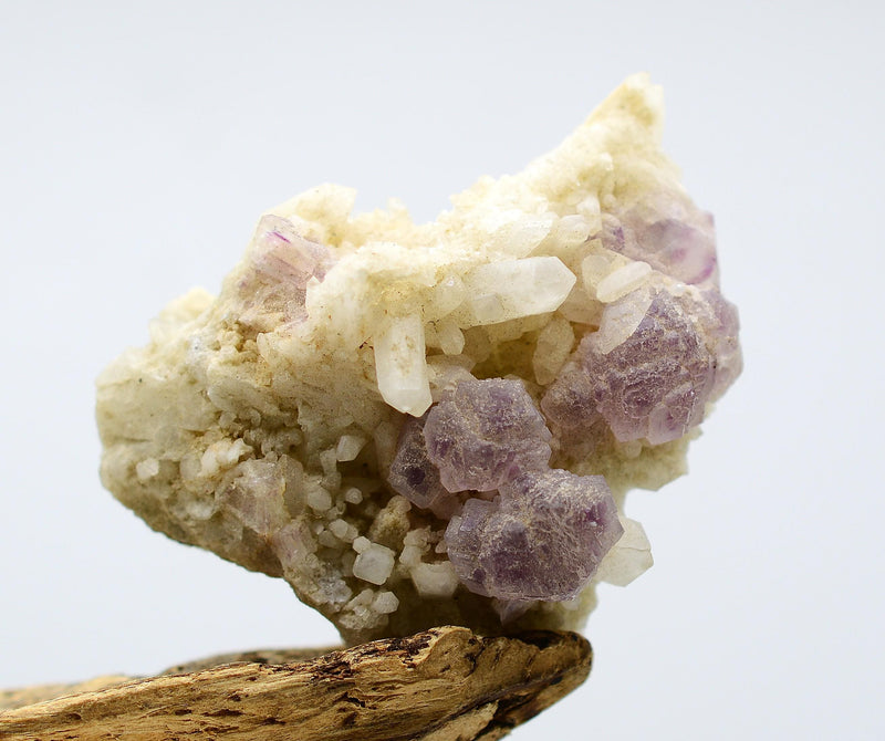 Purple Fluorite Crystals on Quartz Cluster