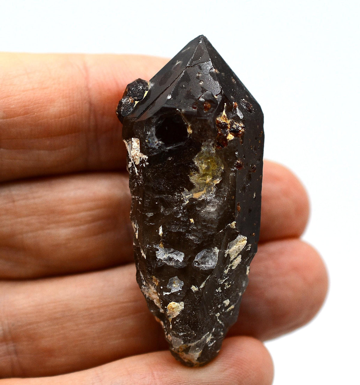 Spessartine Garnets on & IN Smoky Generator Quartz