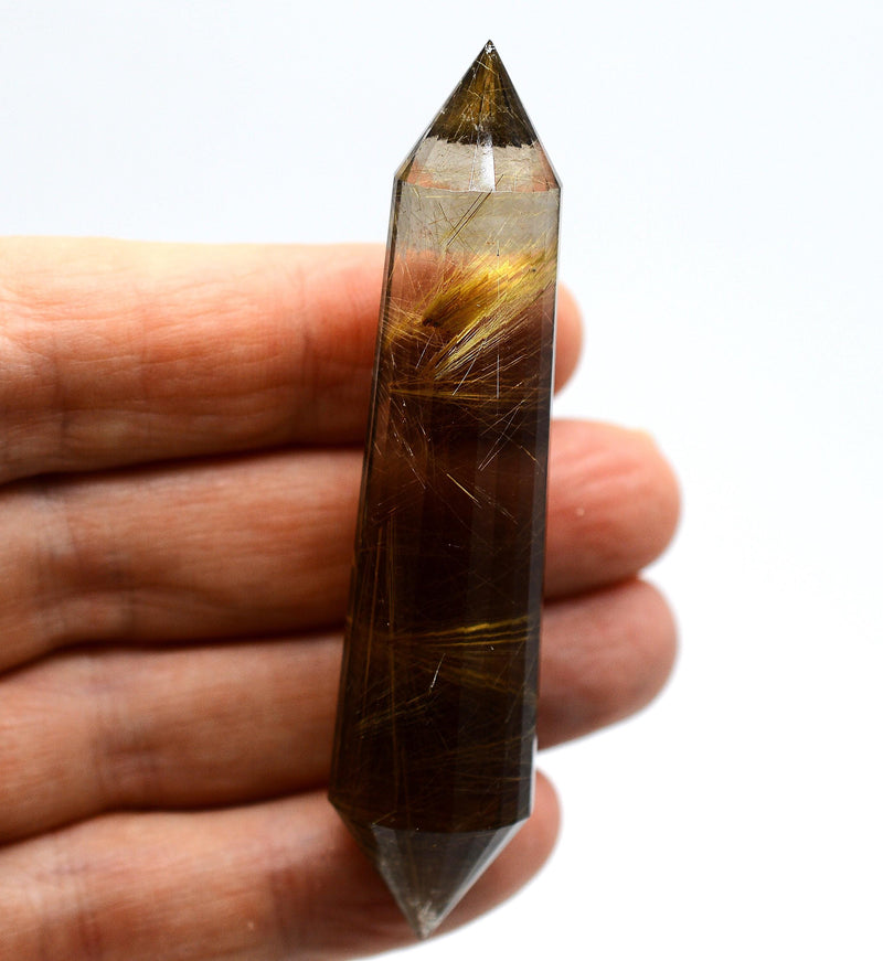 24 Sided Himalayan Rutilated Smoky Quartz Vogel Wand