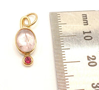 Morganite and Garnet Gold and Silver Pendant
