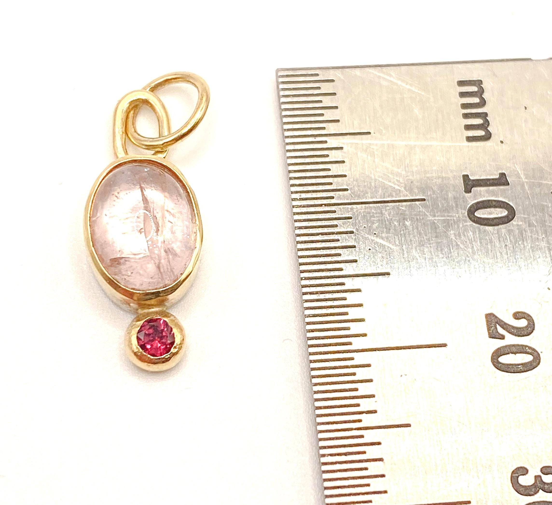 Morganite and Garnet Gold and Silver Pendant