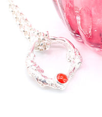 Red Coral Silver Pendant Necklace