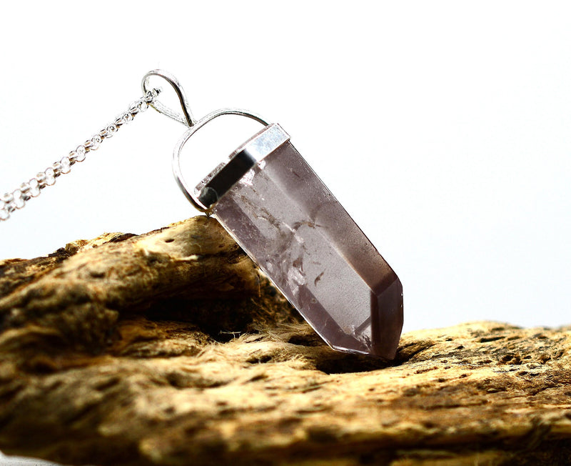 Lithium Quartz Phantom Silver Pendant