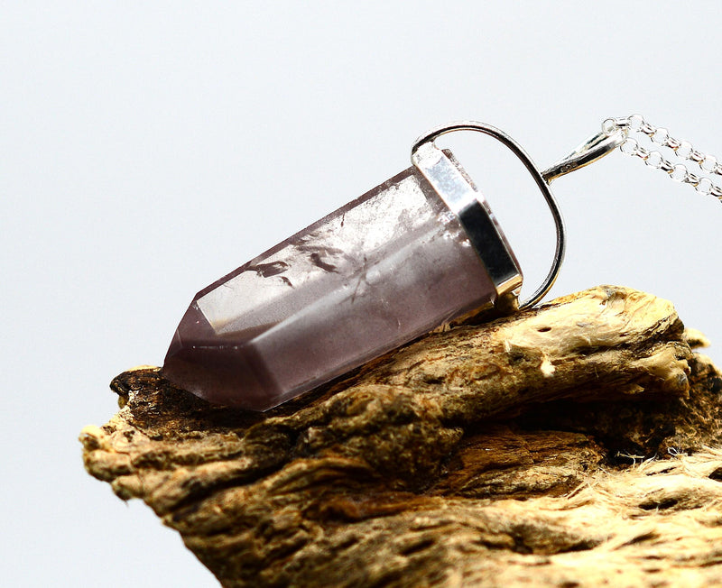 Lithium Quartz Phantom Silver Pendant