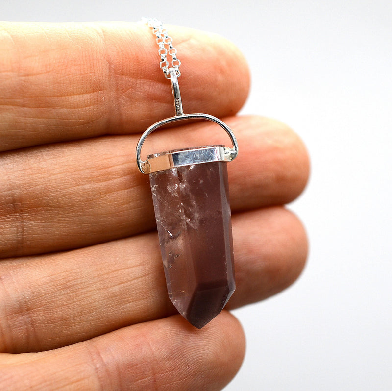 Lithium Quartz Phantom Silver Pendant