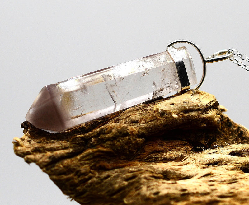 Lithium Quartz Phantom Silver Pendant