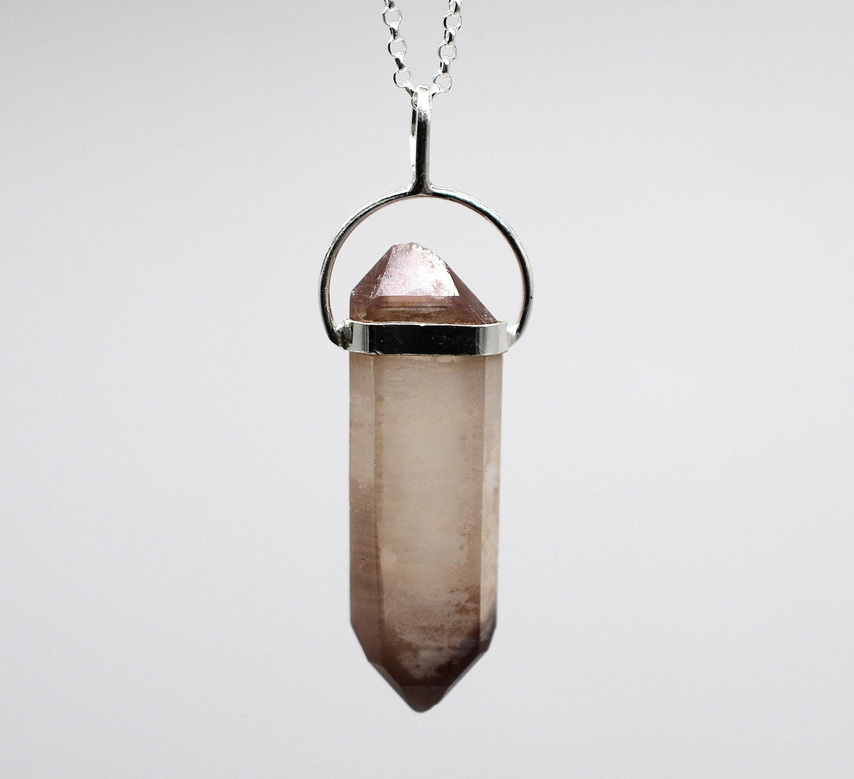 Lithium Quartz DT Phantom Silver Pendant