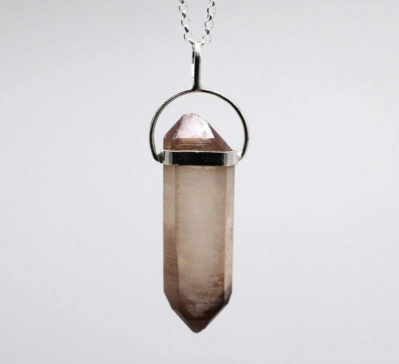 Lithium Quartz DT Phantom Silver Pendant