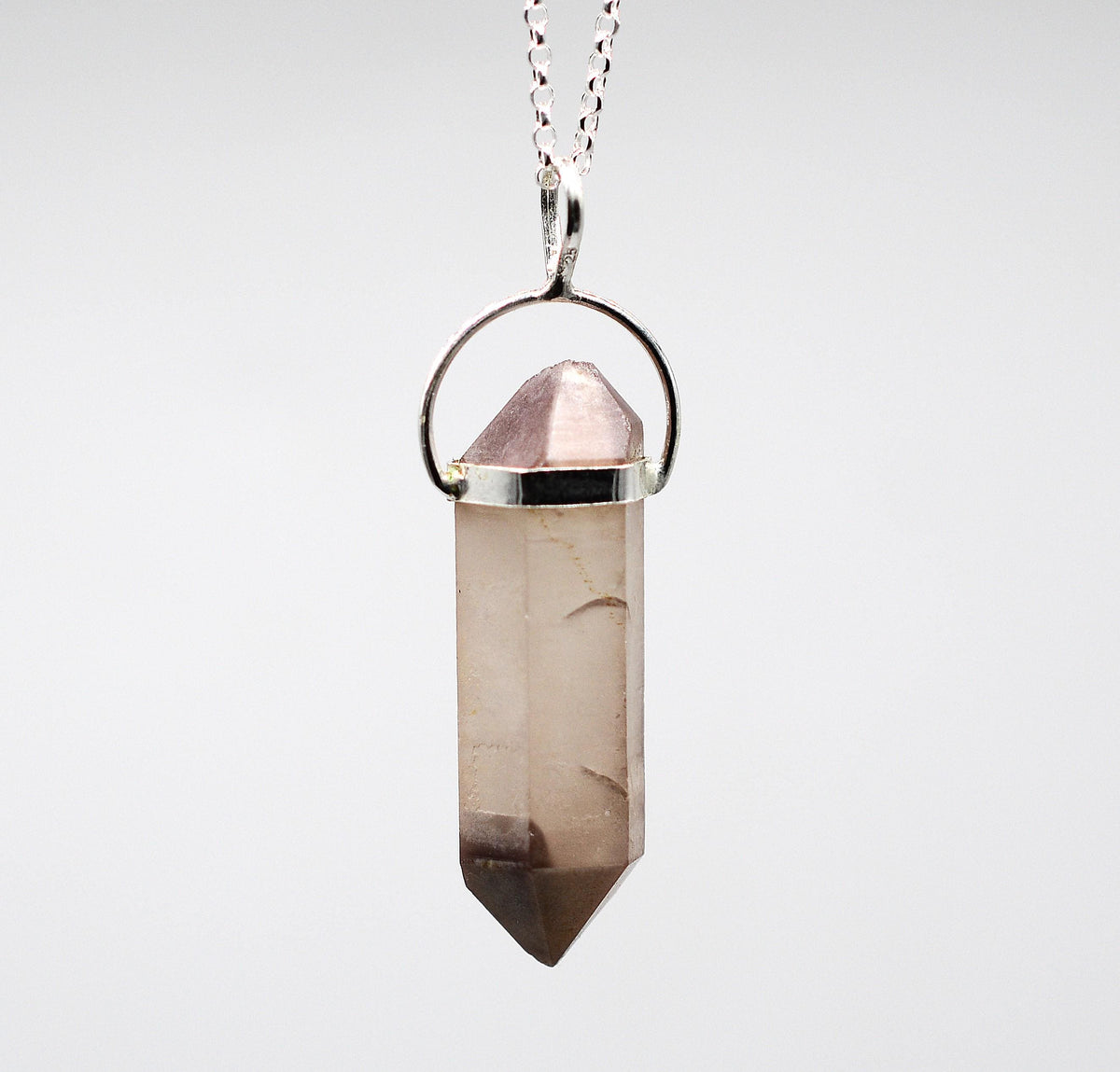 Lithium Quartz DT Phantom Silver Pendant