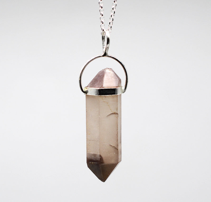 Lithium Quartz DT Phantom Silver Pendant