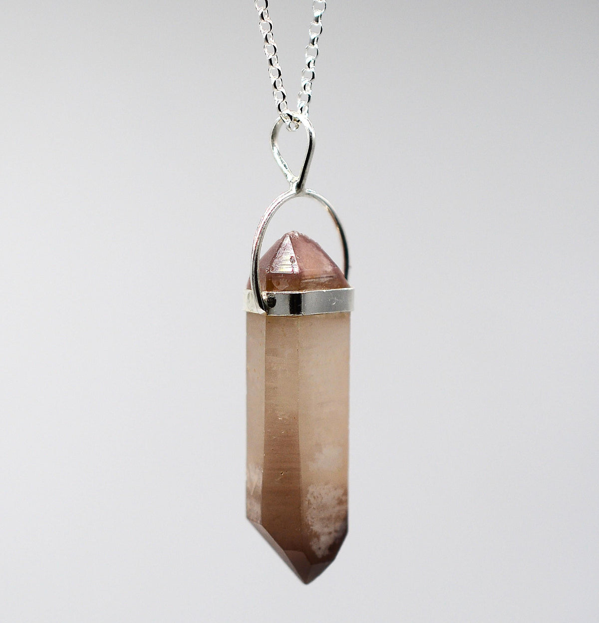 Lithium Quartz DT Phantom Silver Pendant