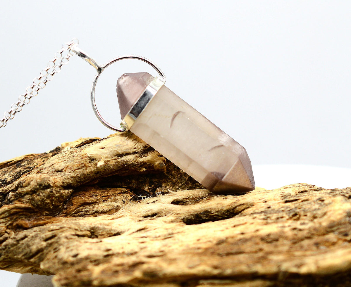 Lithium Quartz DT Phantom Silver Pendant