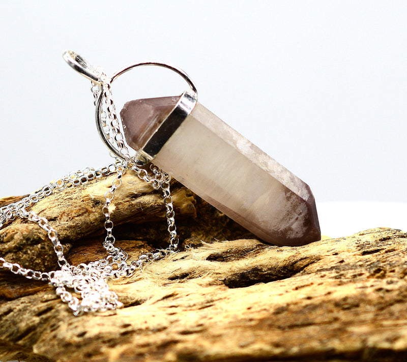 Lithium Quartz DT Phantom Silver Pendant