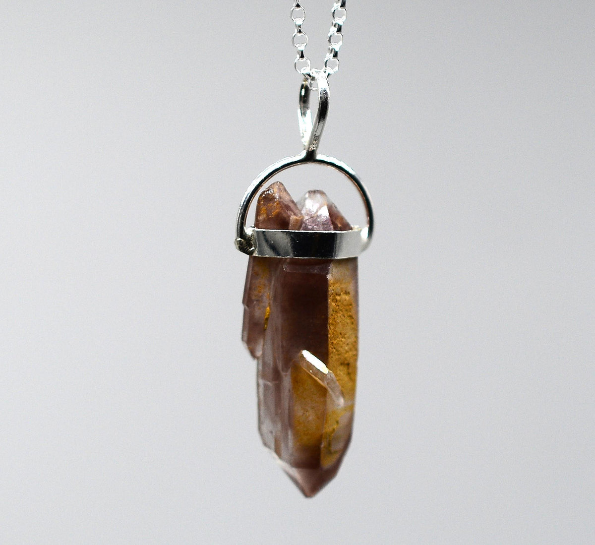 Lithium Quartz DT Phantom Silver Pendant