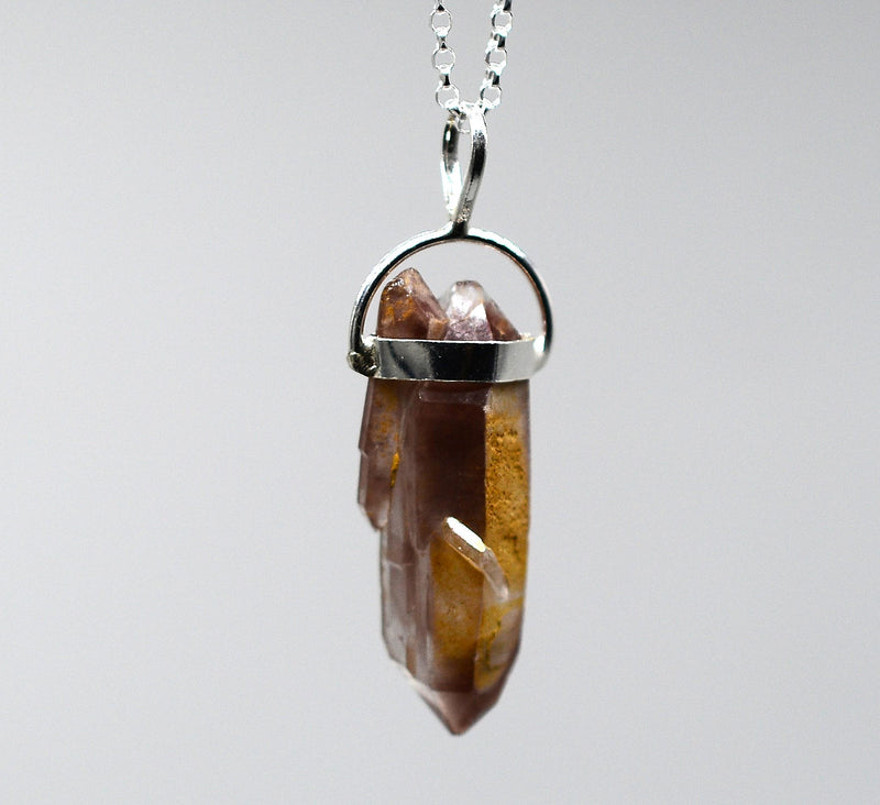 Lithium Quartz DT Phantom Silver Pendant