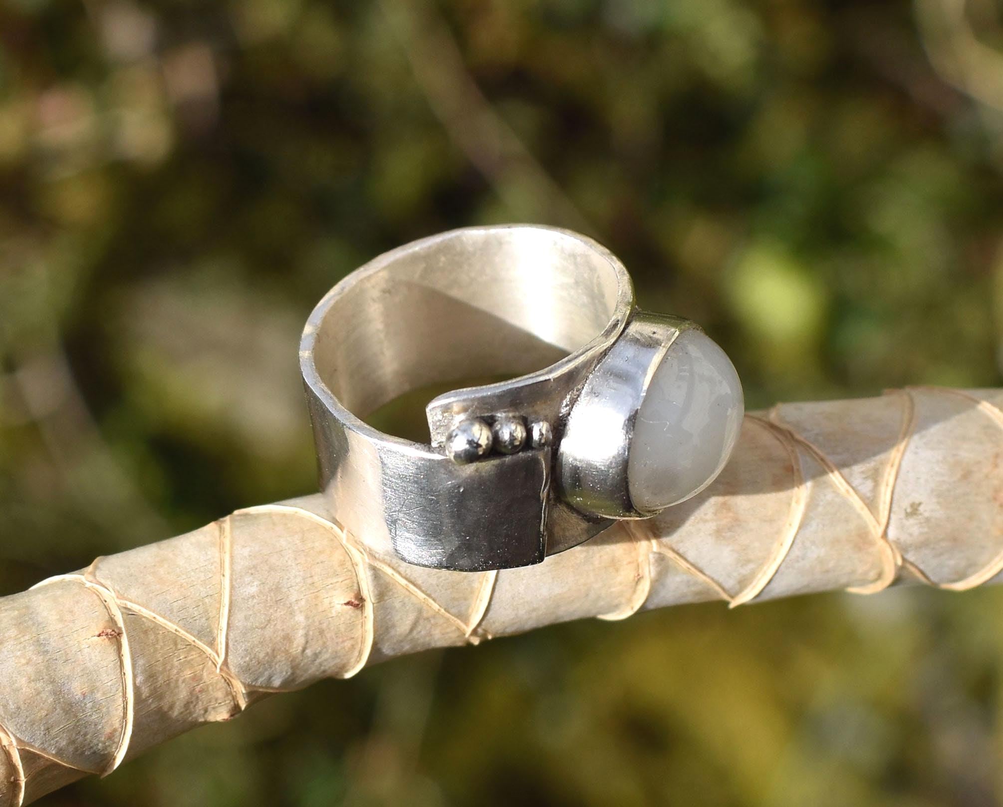 Moonstone Sterling Silver Ring: Unique Handmade Gemstone Jewellery