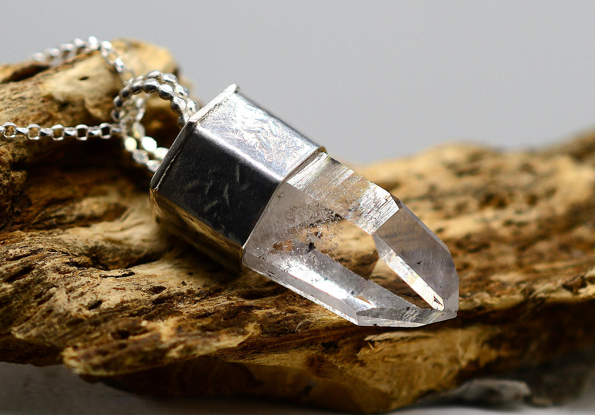 Handmade Brandberg Quartz Sterling Silver Crystal Pendant