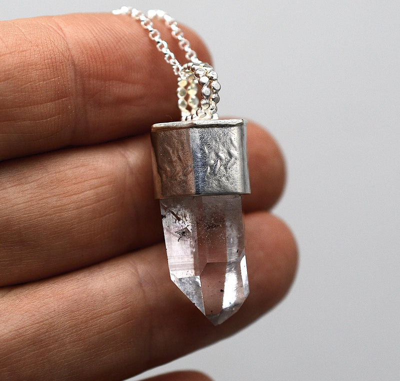 Handmade Brandberg Quartz Sterling Silver Crystal Pendant